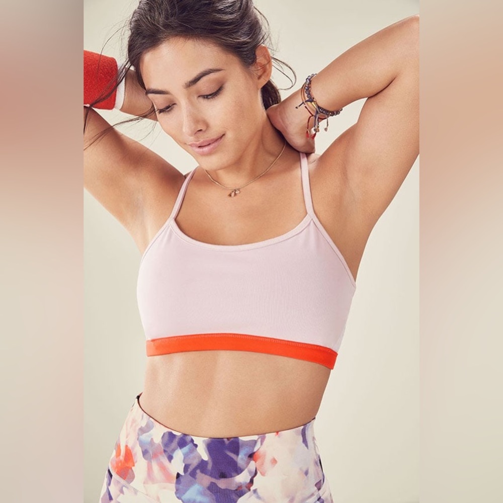SET Fabletics Maeve Reversible Sports Bra/leggings DUSTY ROSE/DAYDREAM/TANGERINE - Picture 8 of 12